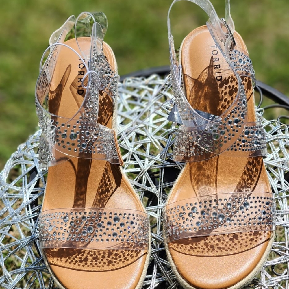 New Torrid clear  Wedge Sandals size 10.5 WW